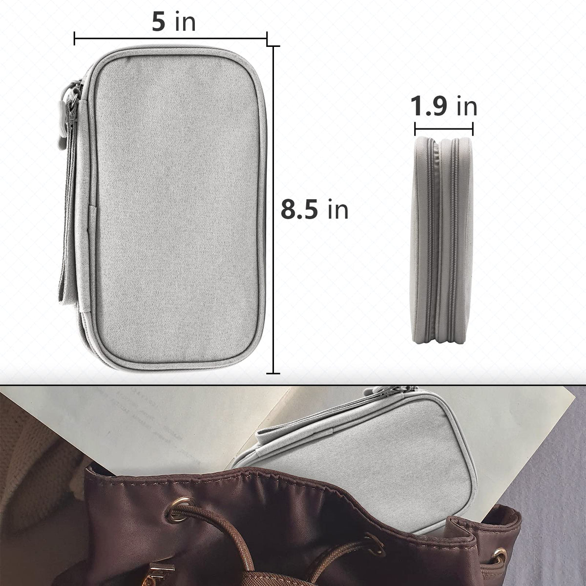 Teskyer Travel Cable Organiser Bag, Travel Essential, Dark Green