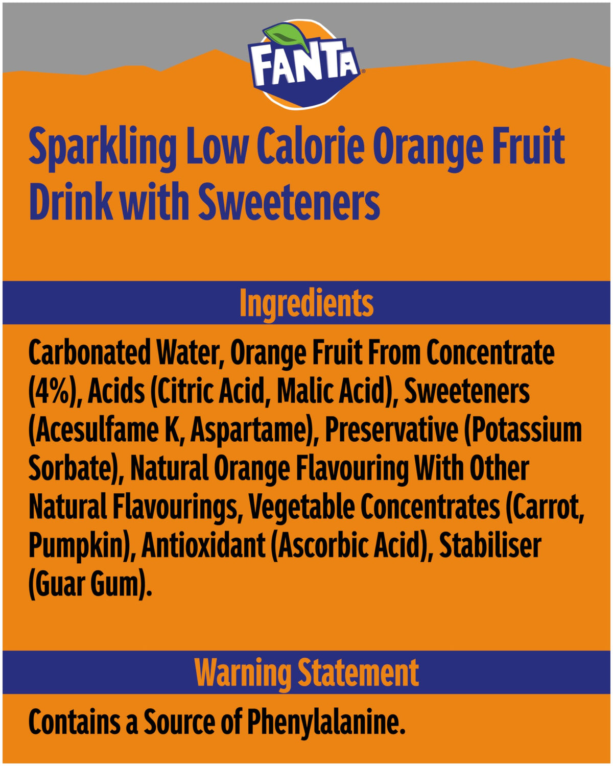 Fanta Zero Orange Soft Drink Can 330 Ml