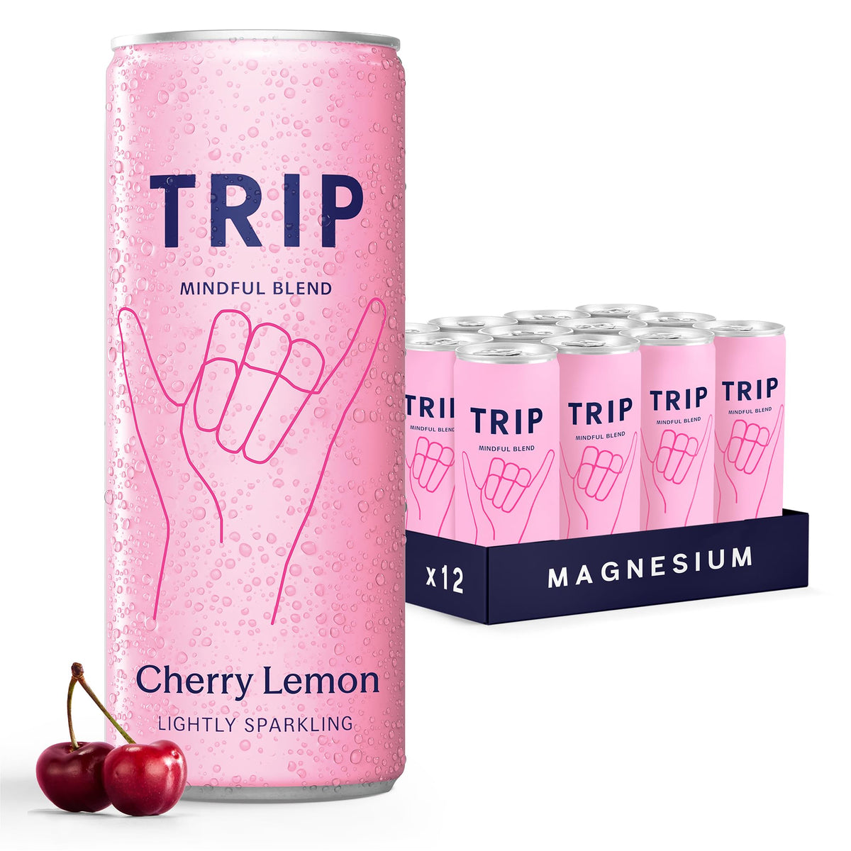 TRIP Cucumber Mint Sparkling drink with 120MG calming Magnesium + Lion’s Mane + Chamomile + Lemon Balm. Low Calorie and Vegan (Pack of 12 x 250ml) - Packaging Might Vary