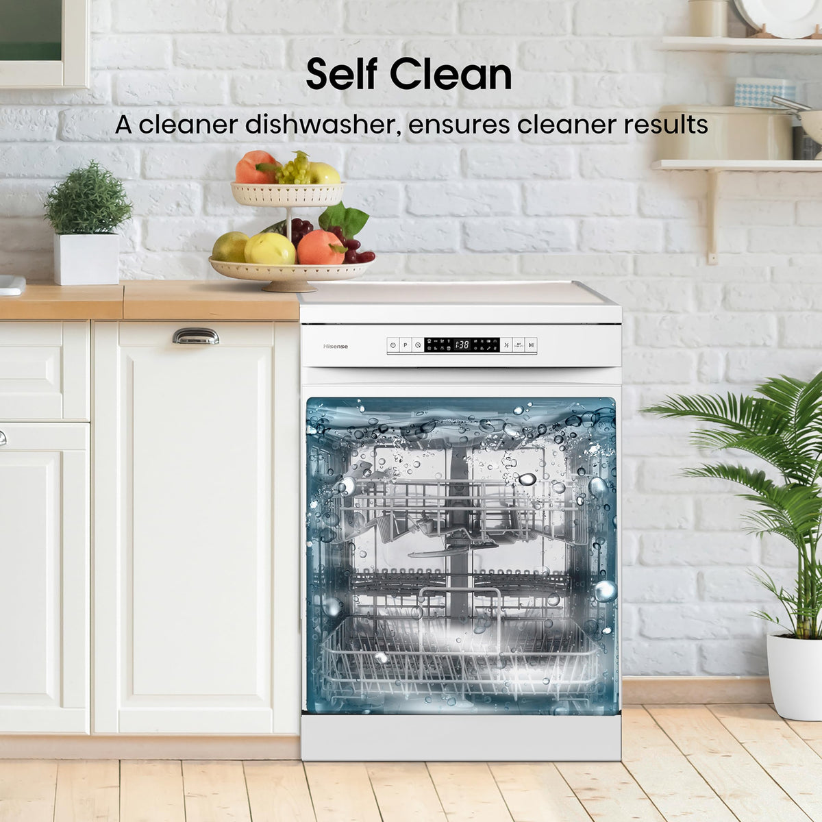 Hisense HS523E15WUK Slimline 10 Places Free Standing Dishwasher White with 30 Minutes Quick Wash [Energy Class E]