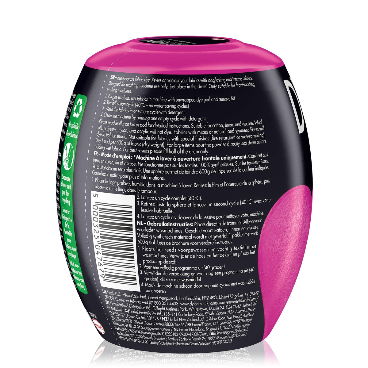 DYLON Washing Machine Fabric Dye Pod, Intense Black, 350g