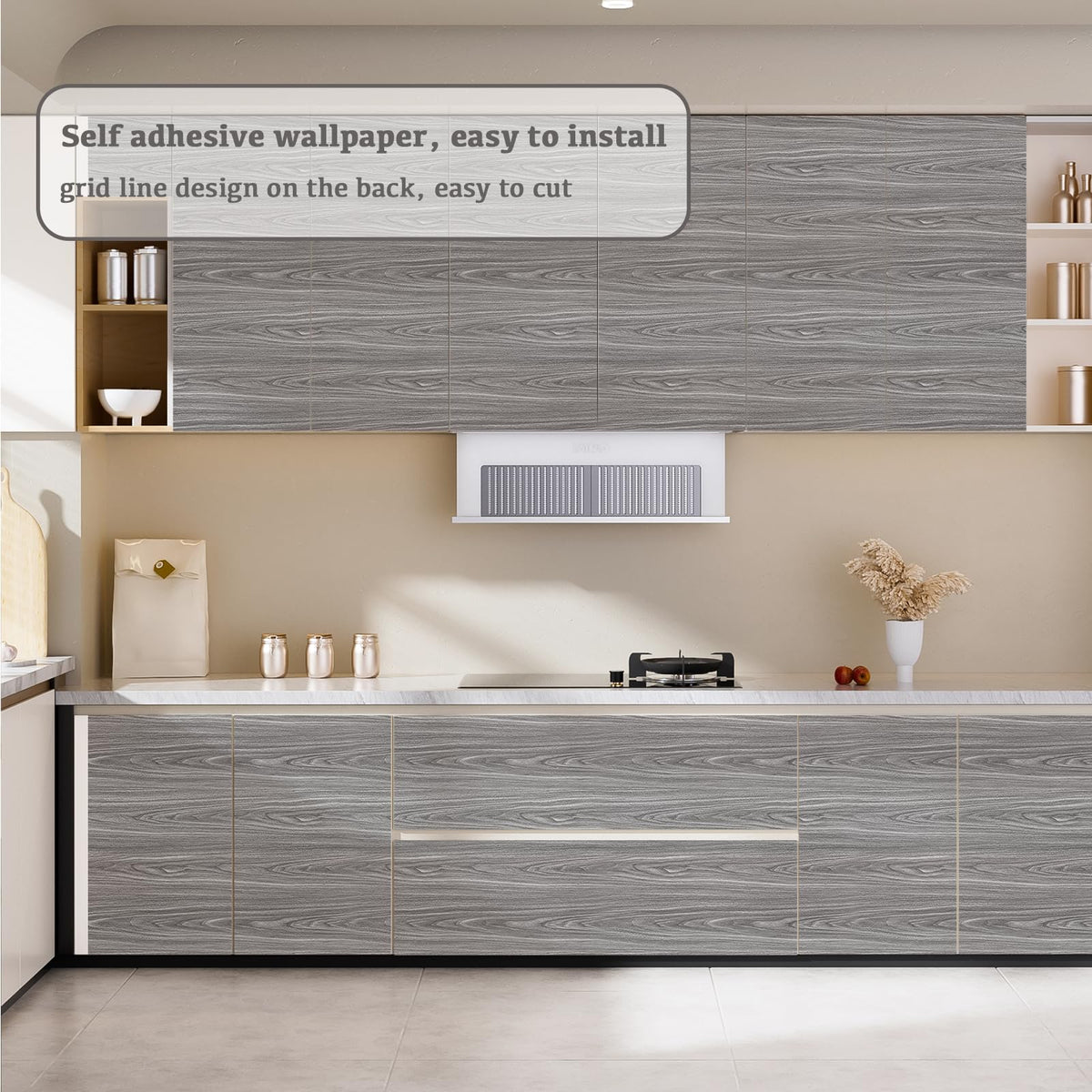 Abyssaly White Wood Effect Sticky Back Plastic for Furniture & Walls