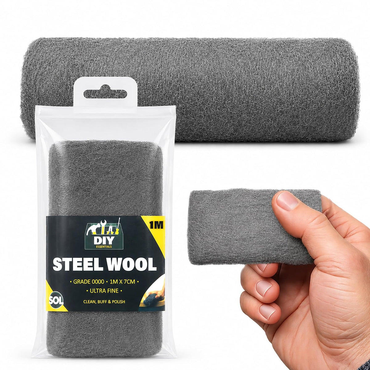 SOL 1pk Steel Wool 0000 Grade for Cleaning - Wire Wool Mice Blocker - 1m