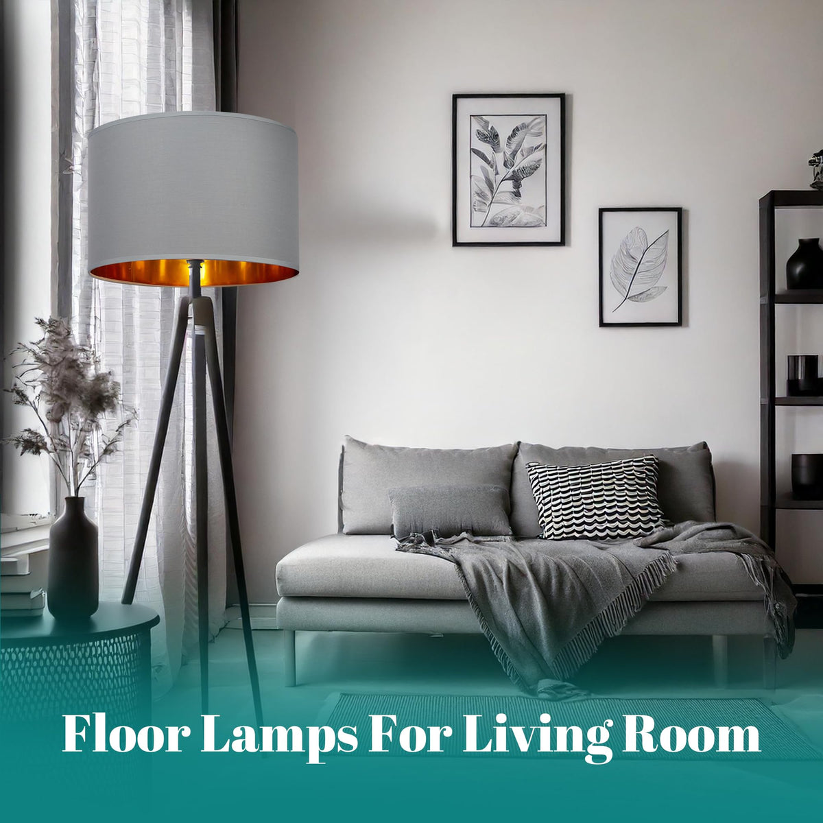 GIGGI Fabric Lamp Shades with Golden Inner Light Shade Ceiling – Modern Lampshades for Ceiling Lights, Lamp Shades for Table Lamps, Floor Lamps, Living Room, Bedroom, Home Décor (Green, 12")