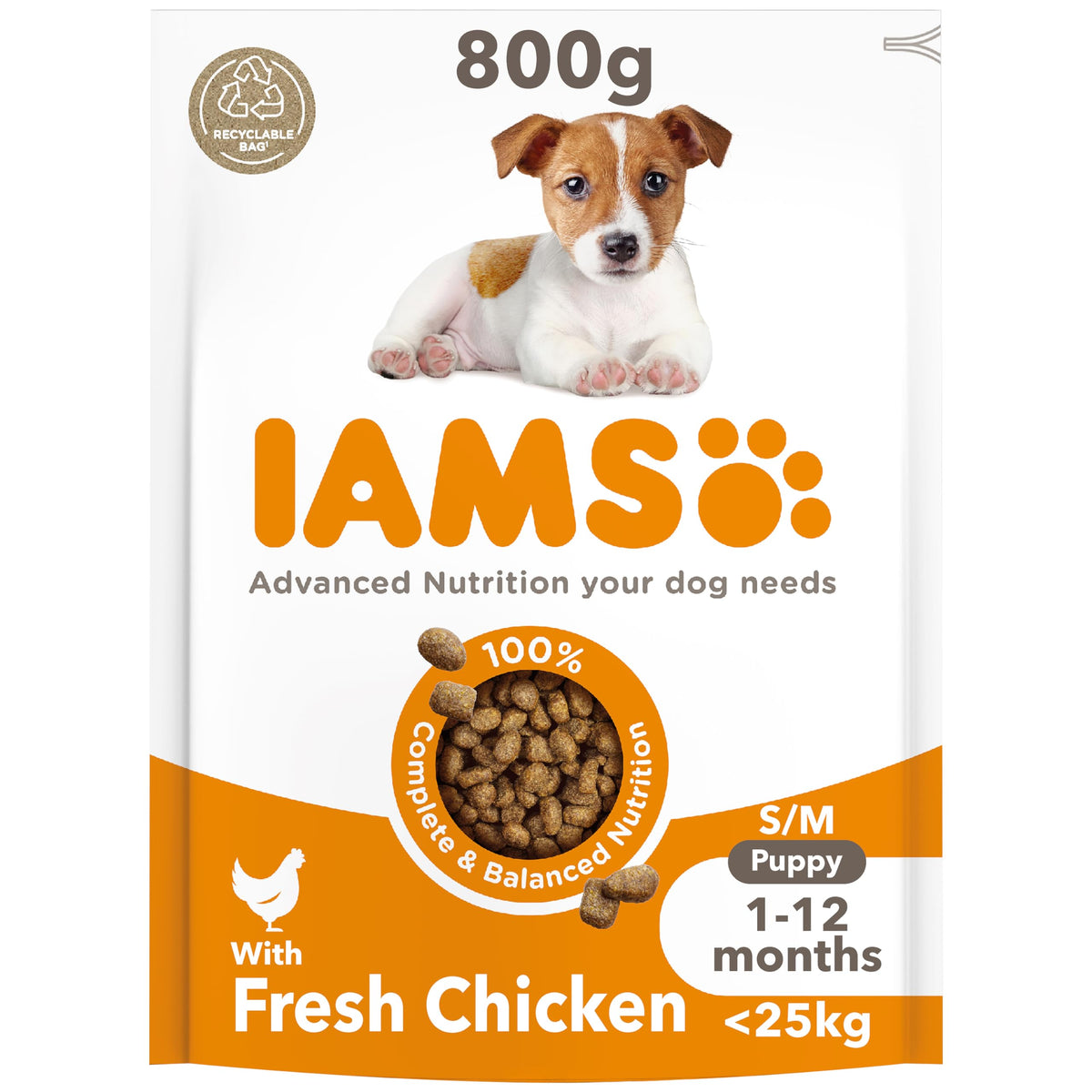IAMS Puppy Small Medium Complete Dry Dog Food Chicken 3kg - For Healthy Growth