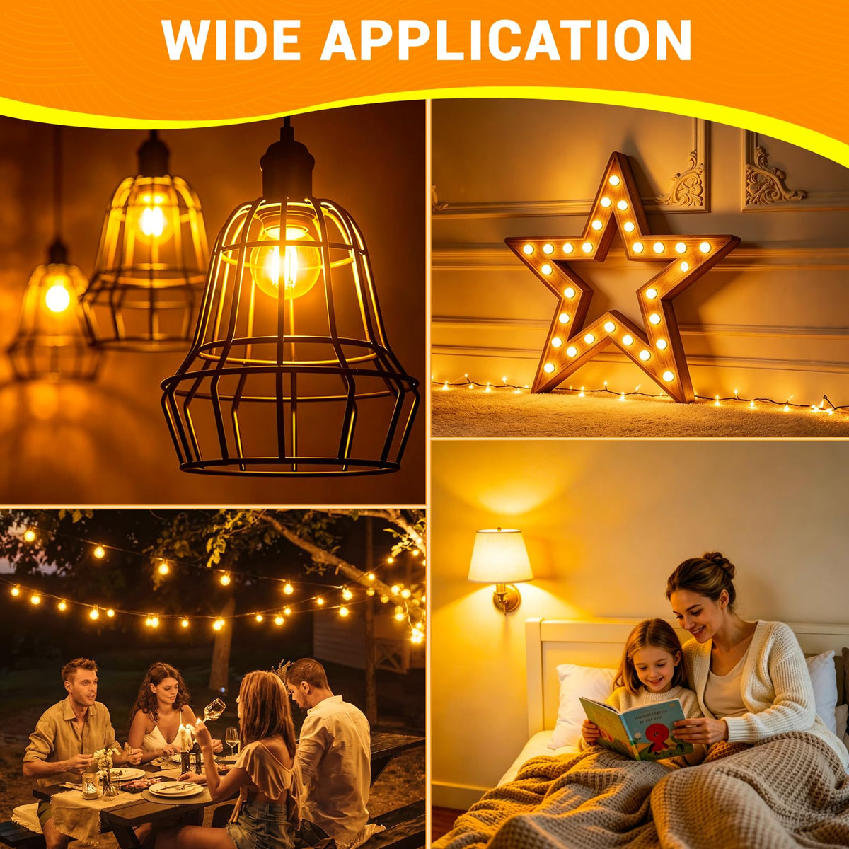 Caldarax 0.5W E14 LED Vintage Night Light Bulb, Mini C7 LED Filament Candle Bulbs Amber Warm White 2200K E14 Orange SES Small Edison Screw Salt Lamp Bulbs, 5W Equivalent, Non Dimmable, 2 Pack