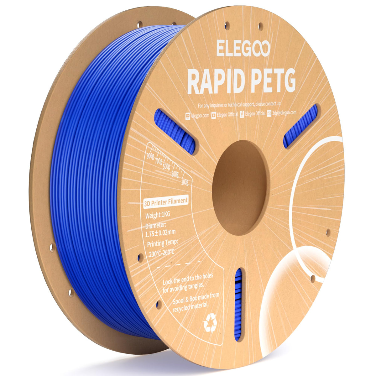 ELEGOO Rapid PETG 3D Printer Filament 1.75mm Black 1KG