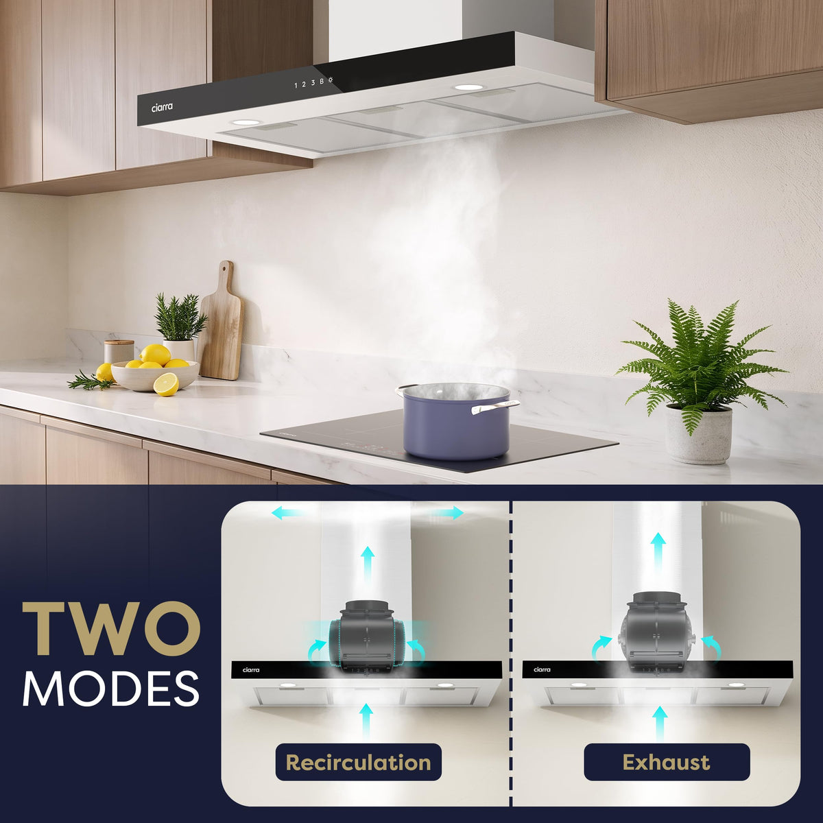 CIARRA CBCF003 Recirculating Filter Carbon Charcoal Filters Replacement for Cooker Hoods (Pack of 2)