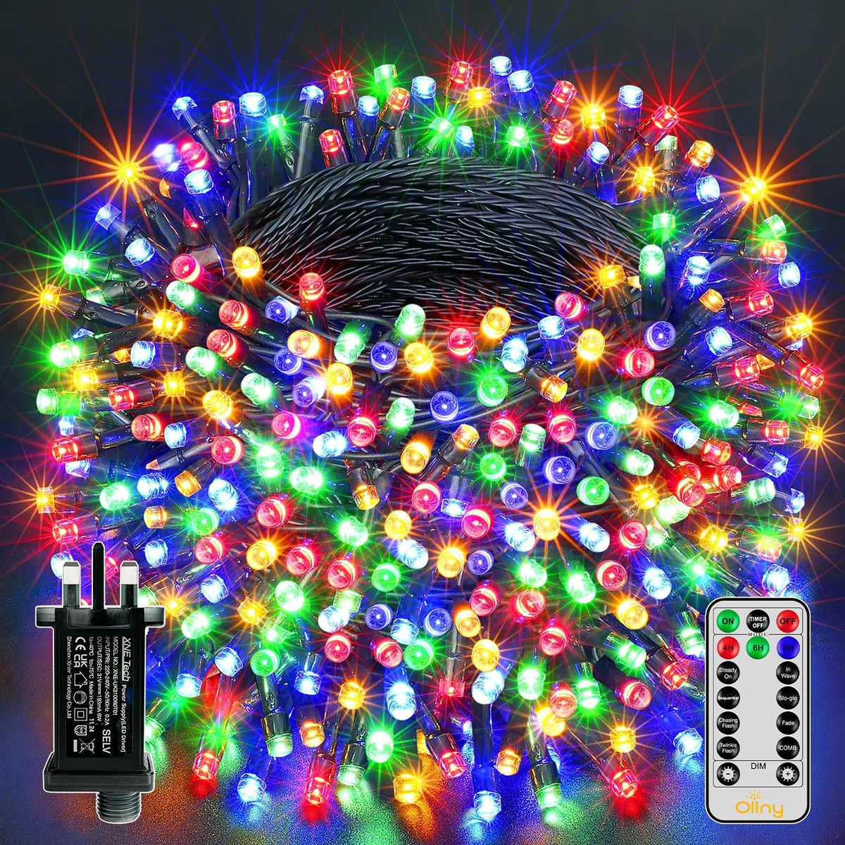 Ollny Smart Outdoor Fairy Lights, 20m 200 LEDs, RGB+W, App Control