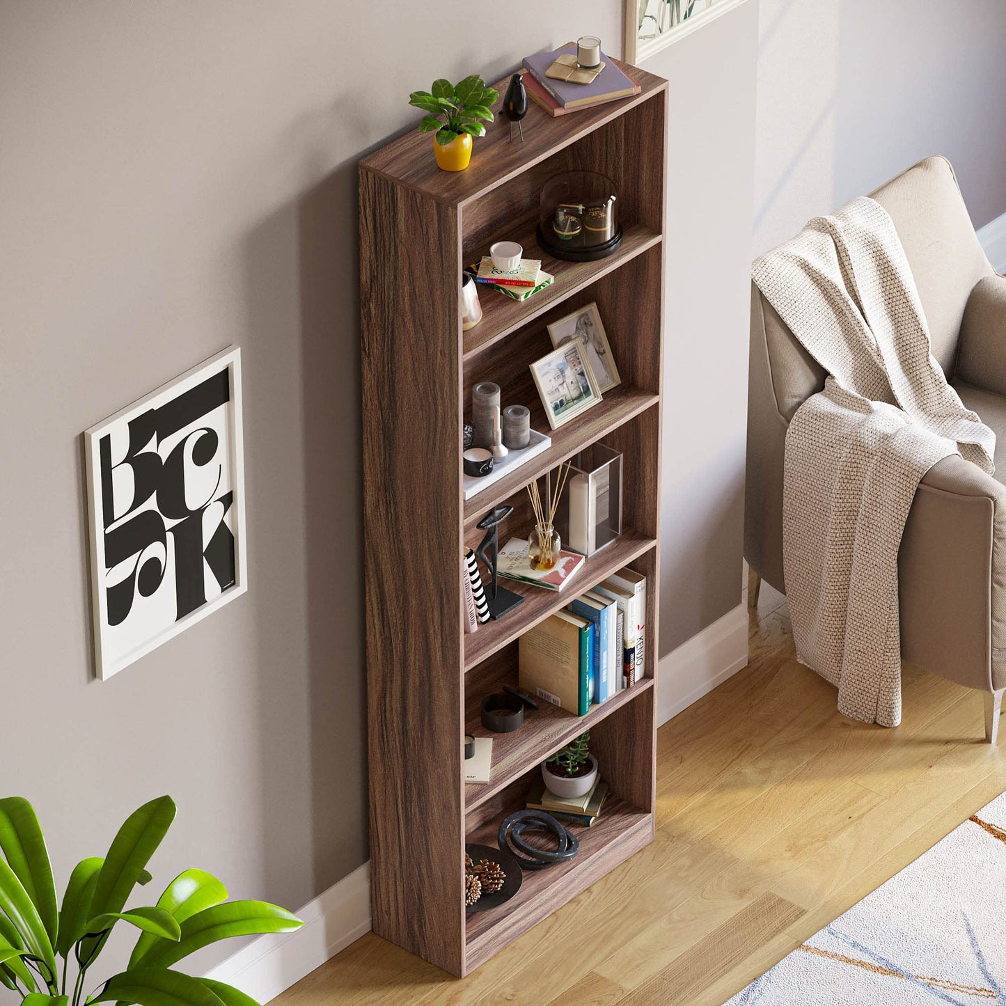 Vida Designs Cambridge 3 Tier Low Bookcase, White Wooden Shelving Display Storage Unit Office Living Room Furniture