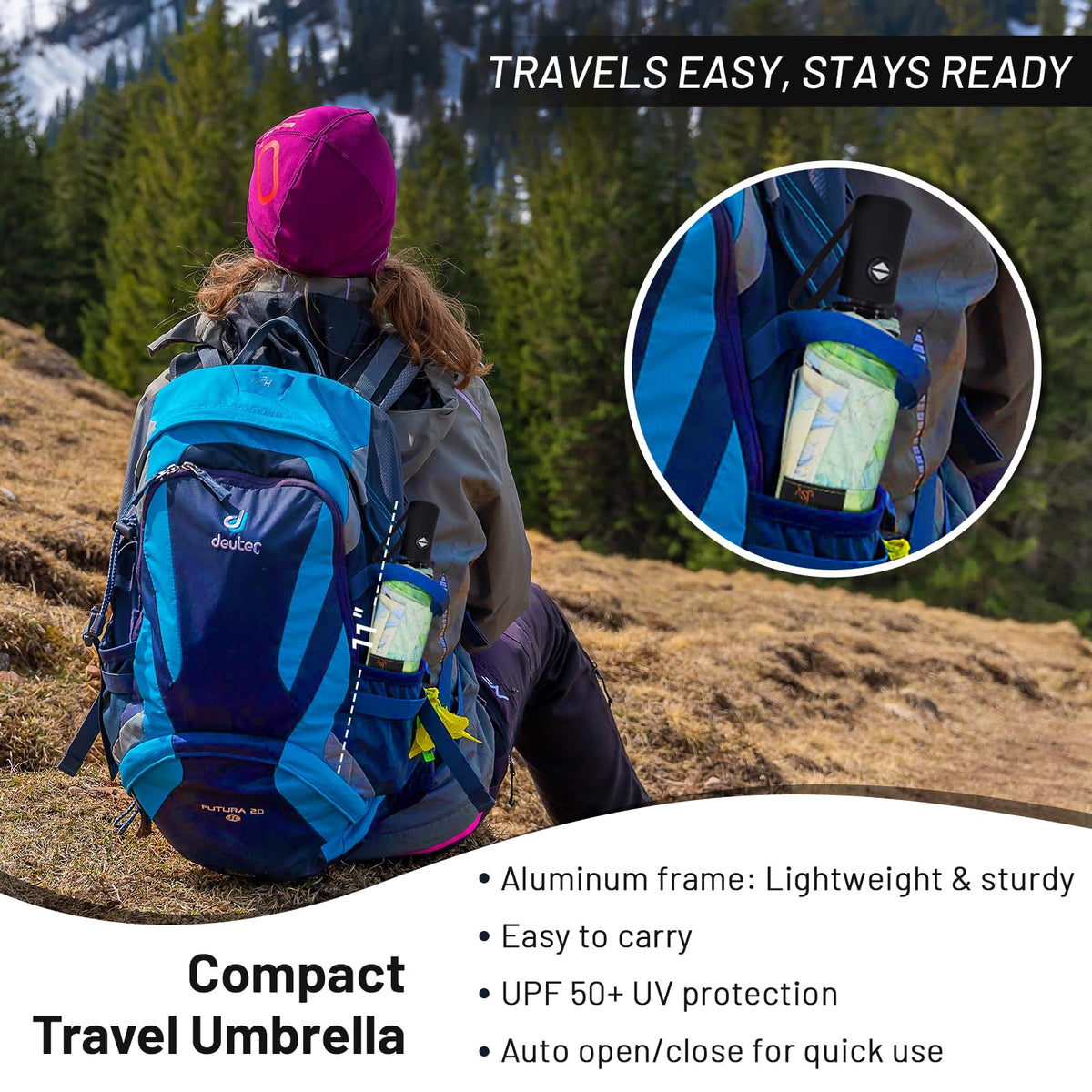 SY COMPACT Travel Umbrella Windproof Automatic Unbreakable UV Protection