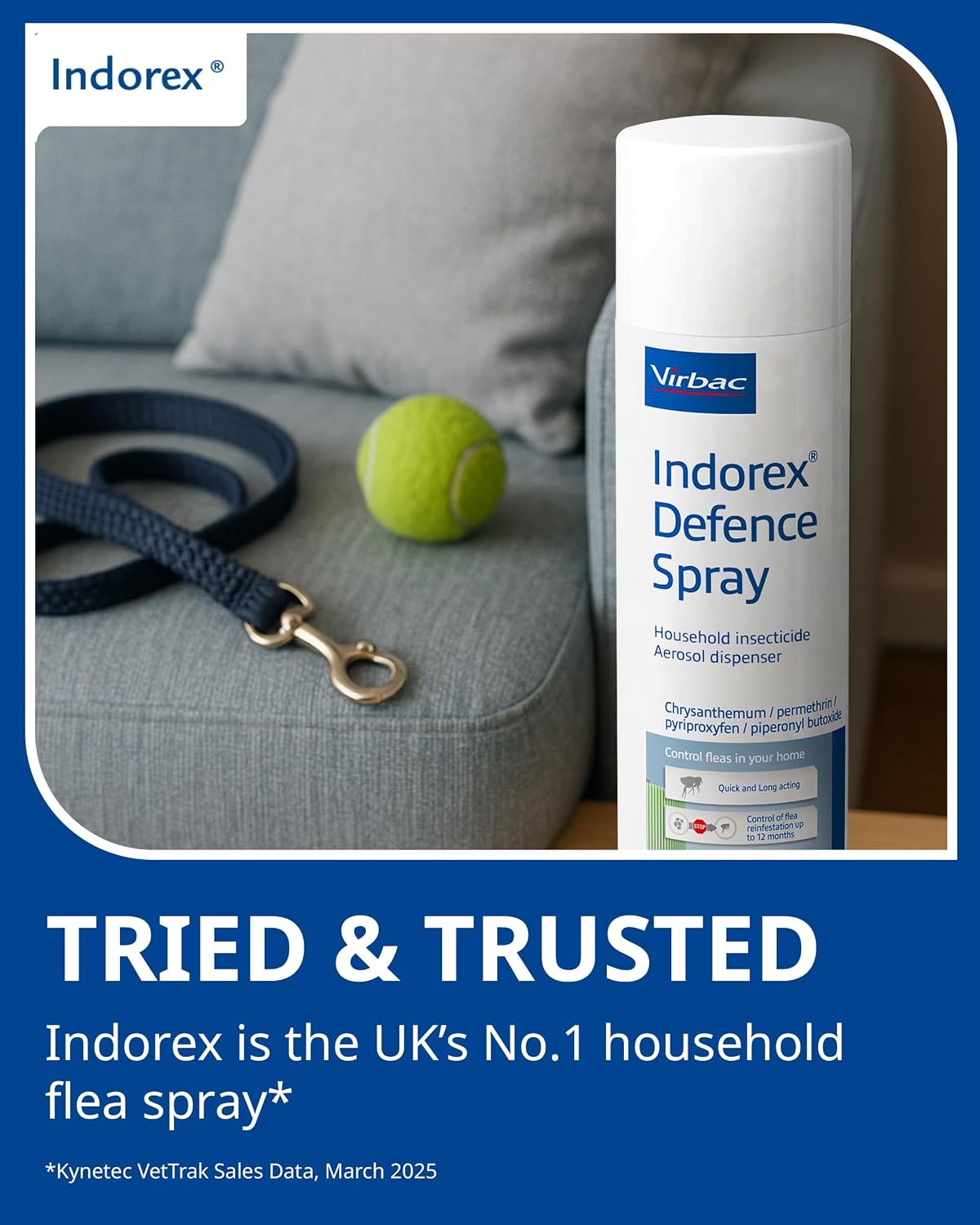 Virbac Indorex Defence Flea Spray for the Home | Kills Fleas | 500ml Can