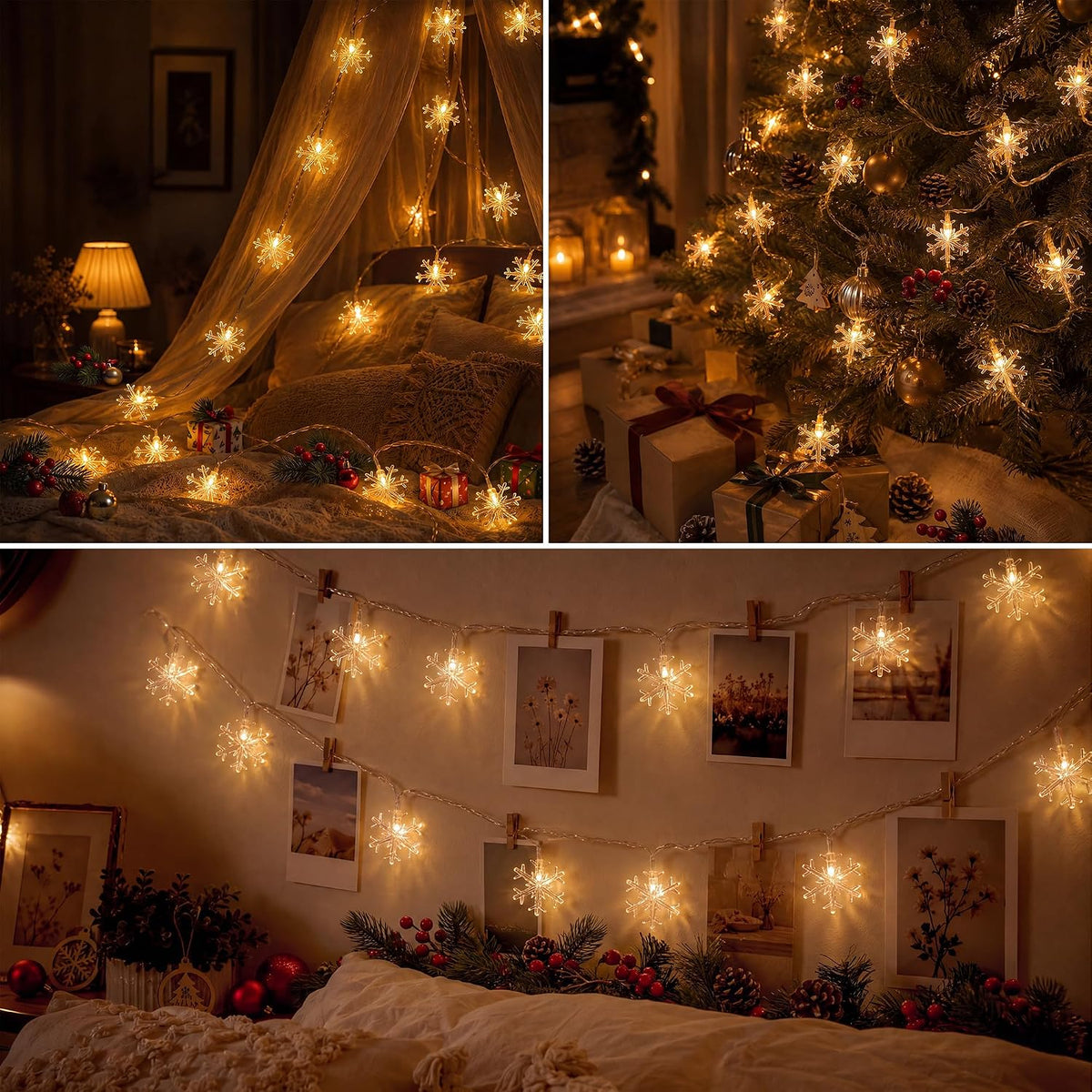Fulighture Fairy Lights Battery Operated: 5m 16ft 40LED Snowflake