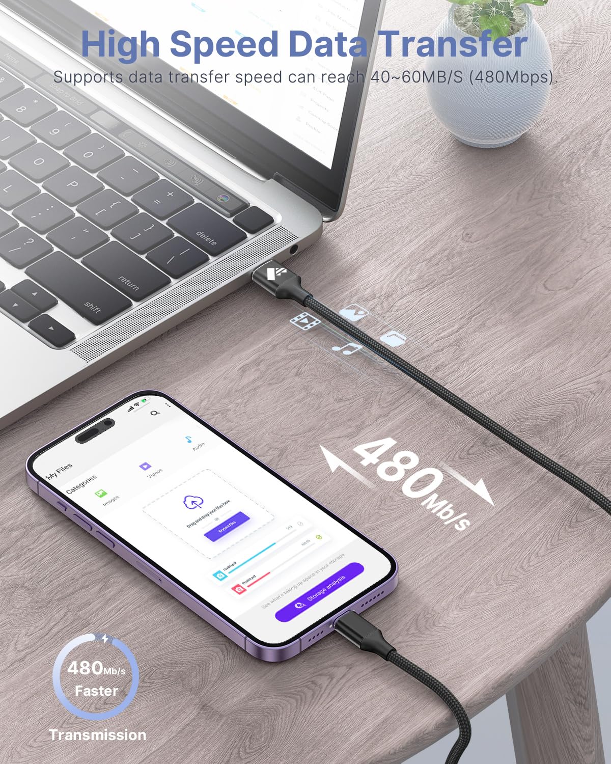 Aioneus iPhone Charger Cable 2M MFi Certified Lightning Cable Fast Charging