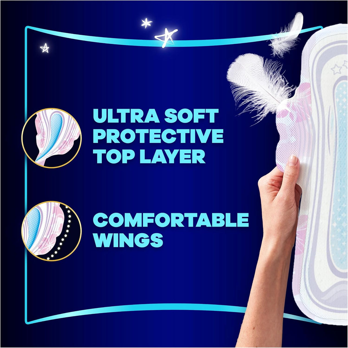 Always Platinum Secure Night Extra (Size 5) Sanitary Towels with Wings 16 Pads