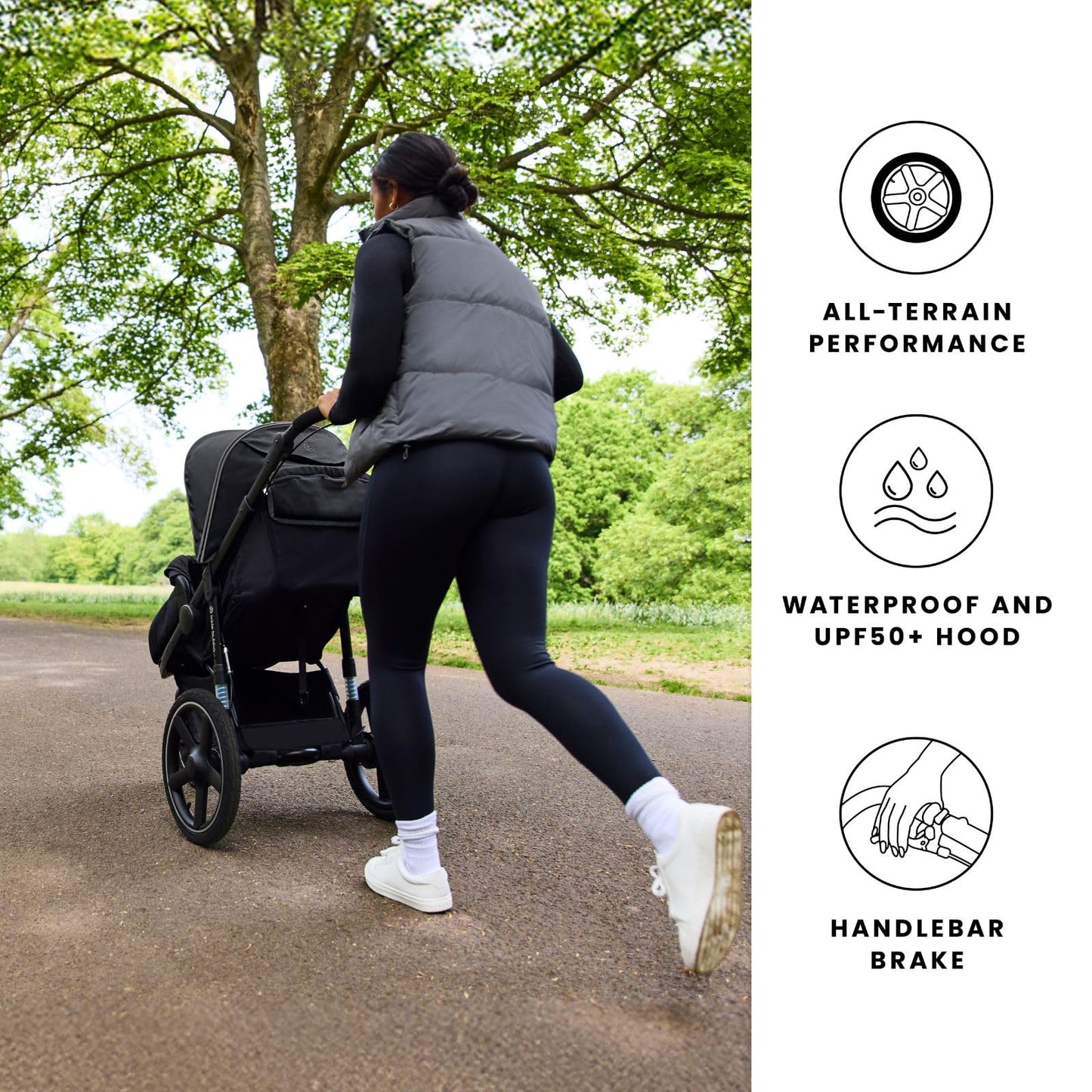 Ickle Bubba Venus Jogger Pro Max Stroller (Charcoal Grey) – All-Terrain 3-Wheel Pushchair from Birth to 22kg, Waterproof Hood & Footwarmer, Adjustable Handle, Cup Holder & Self-Locking Fold