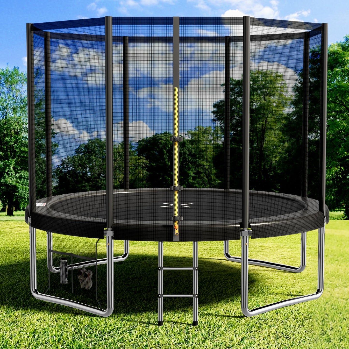 Devoko 7.5ft Rectangular Garden Trampoline with Safety Net — 42 Springs, Padded Edges