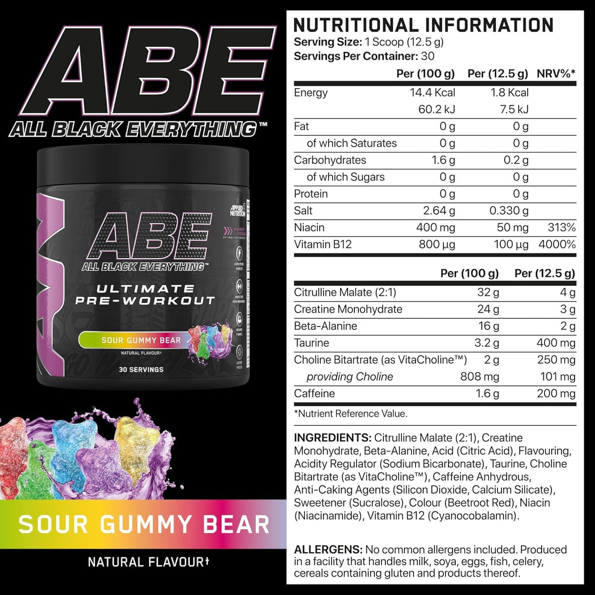 Applied Nutrition ABE Pre Workout Powder Tropical 375g