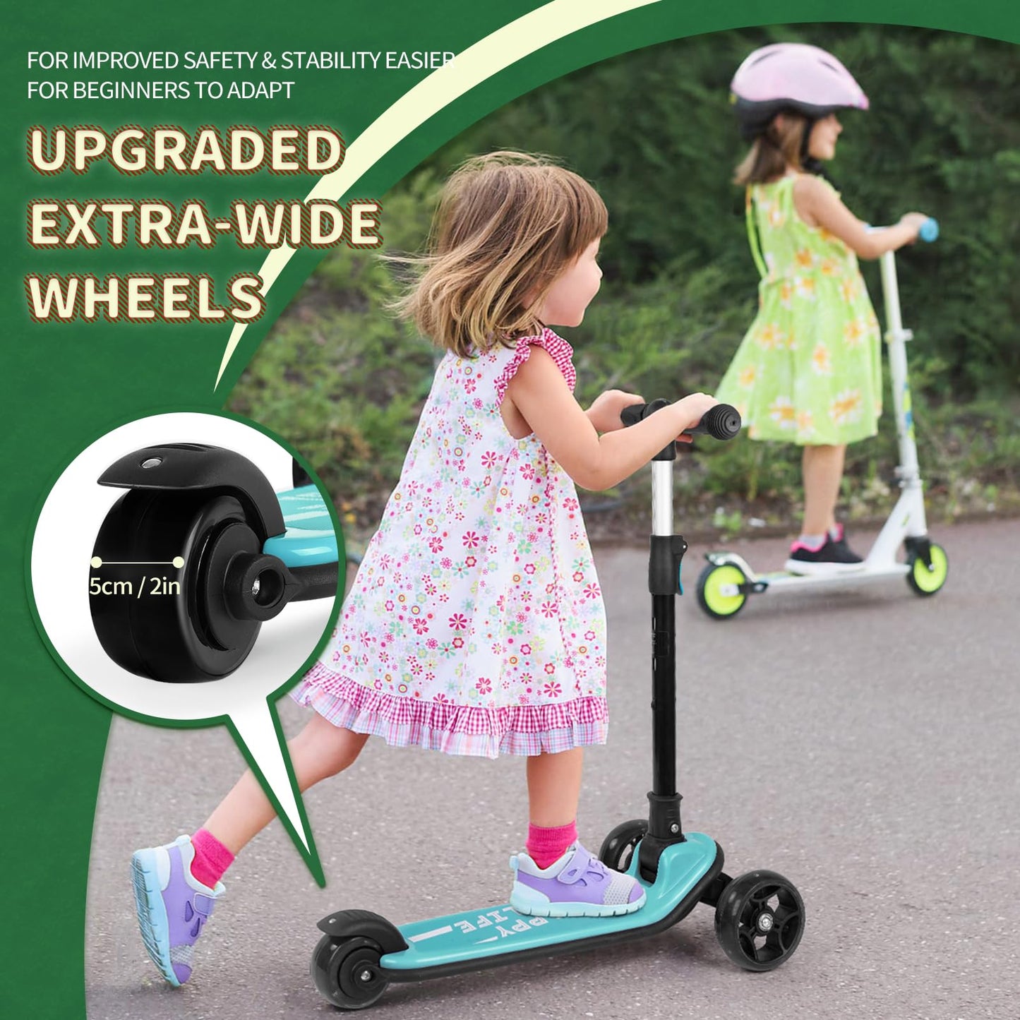 besrey 3-Wheel Toddler Scooter with Lean-to-Steer — Foldable, Anti-Slip Deck | Max 50 kg