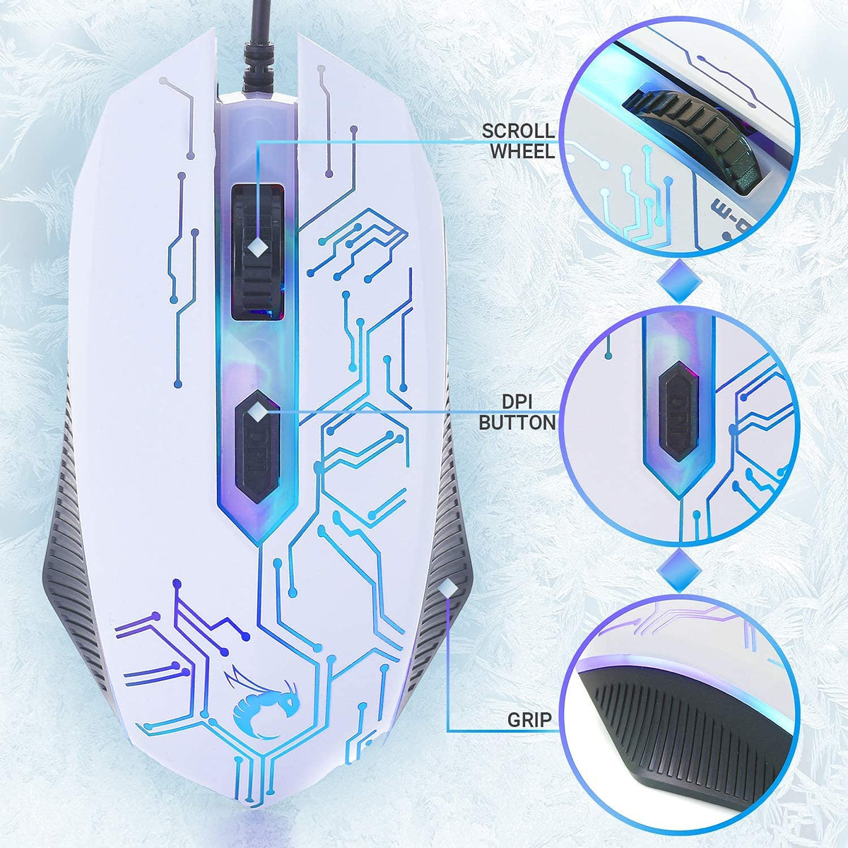 Gaming Keyboard and Mouse and Mouse pad and Gaming Headset, Wired LED RGB Backlight Bundle for PC Gamers Users - 4 in 1 Gift Box Edition Hornet RX-250