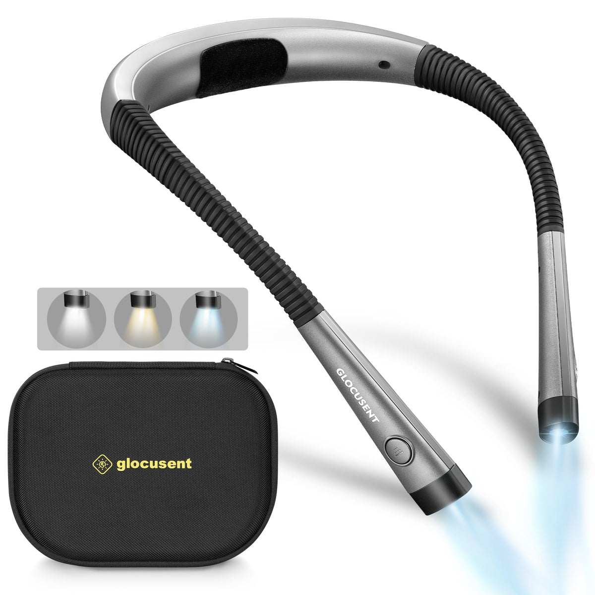 Glocusent Reading Light, Original LED Neck Lights 3 Colors 6 Brightness