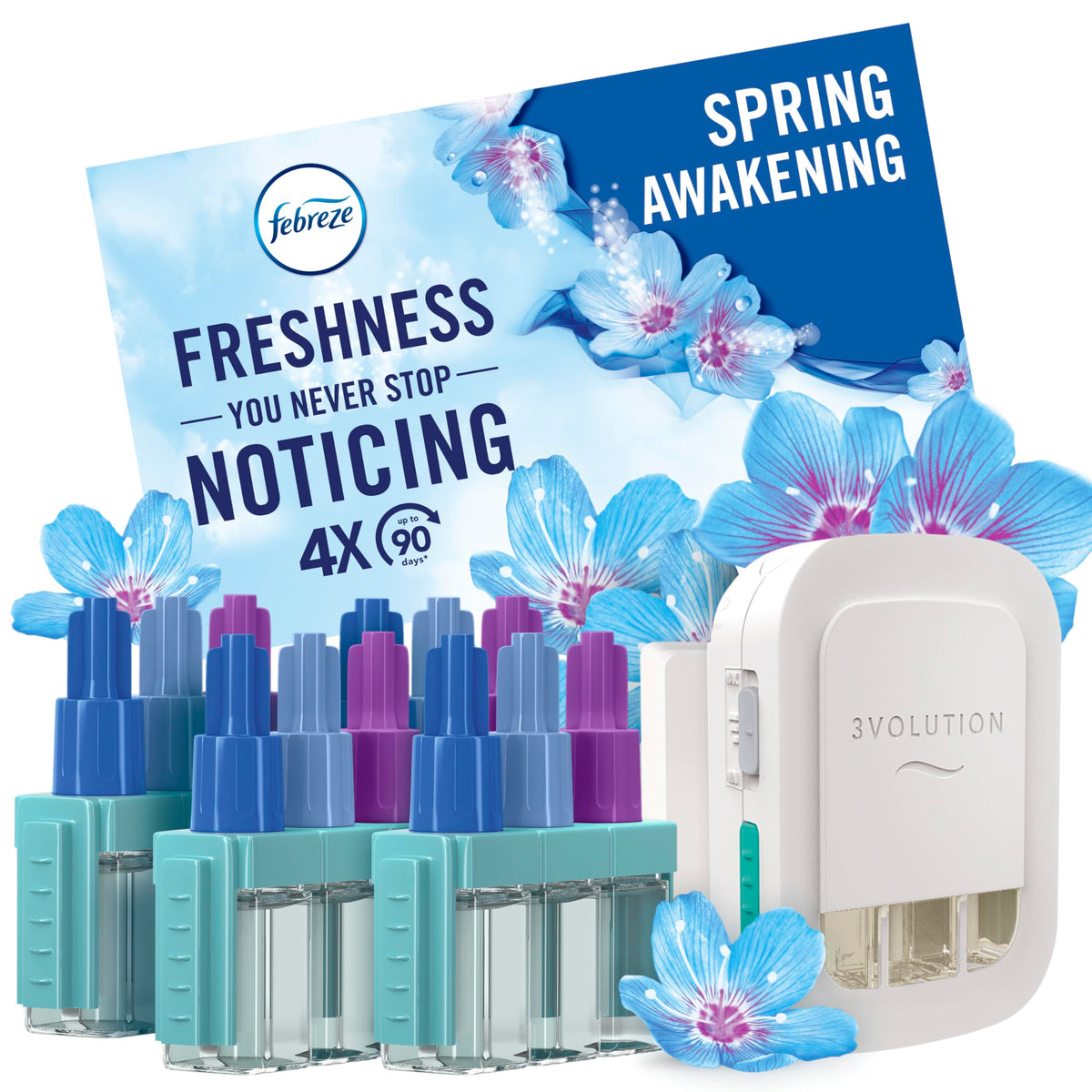 Febreze 3Volution Air Freshener Plug in Starter Kit Pet Fresh Scent 4x20ML