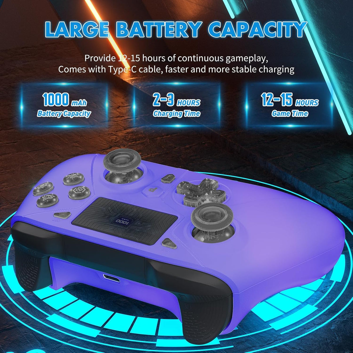 Dinosoo RGB Wireless Controller for PS5/Pro/Slim/PC, with Back Paddles, Touchpad, Dual Vibration, 6-Axis Gyro, Macro, Turbo, Speaker & 3.5mm Audio