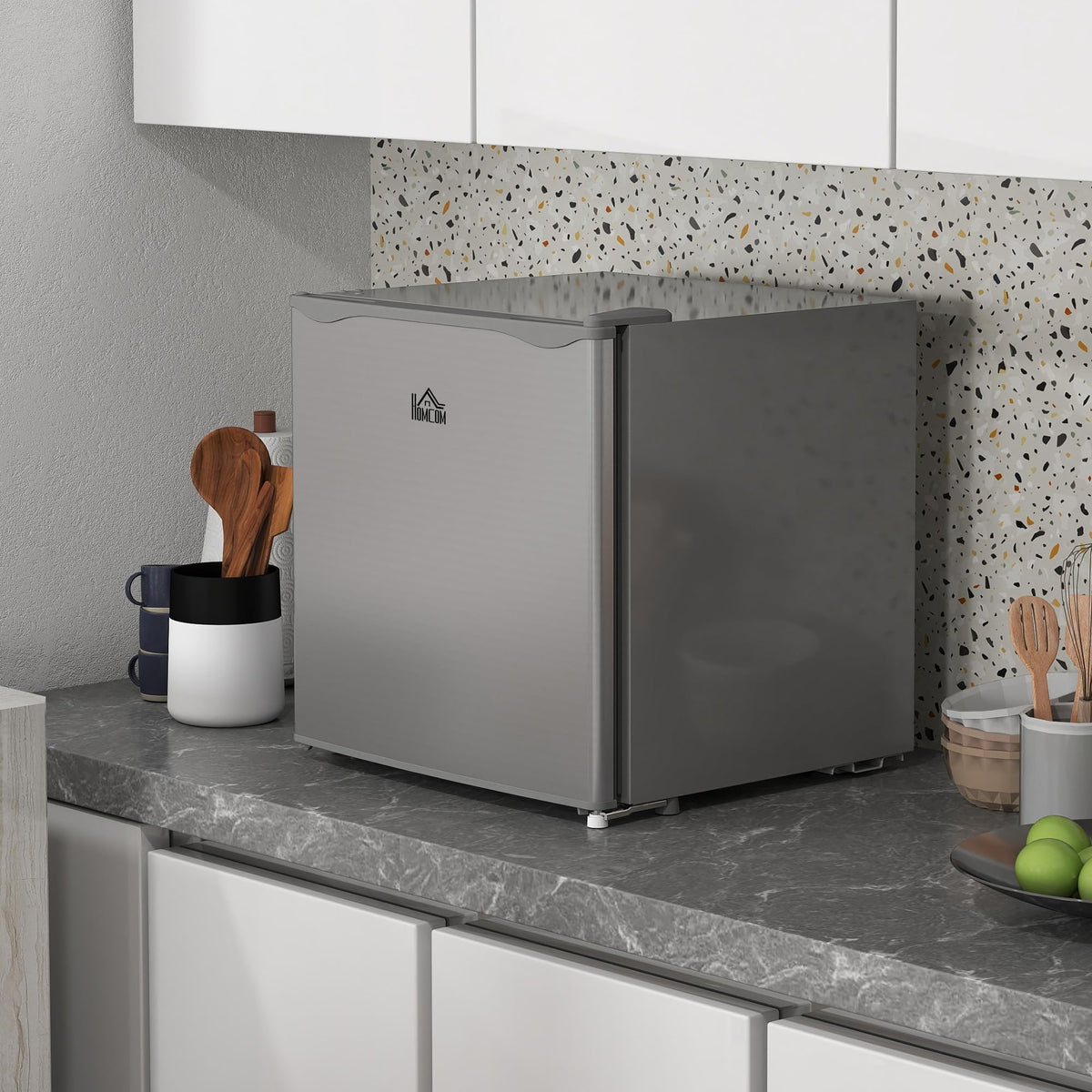 HOMCOM Tabletop Mini Freezer, 35L Capacity, Reversible Door, Silver Tone