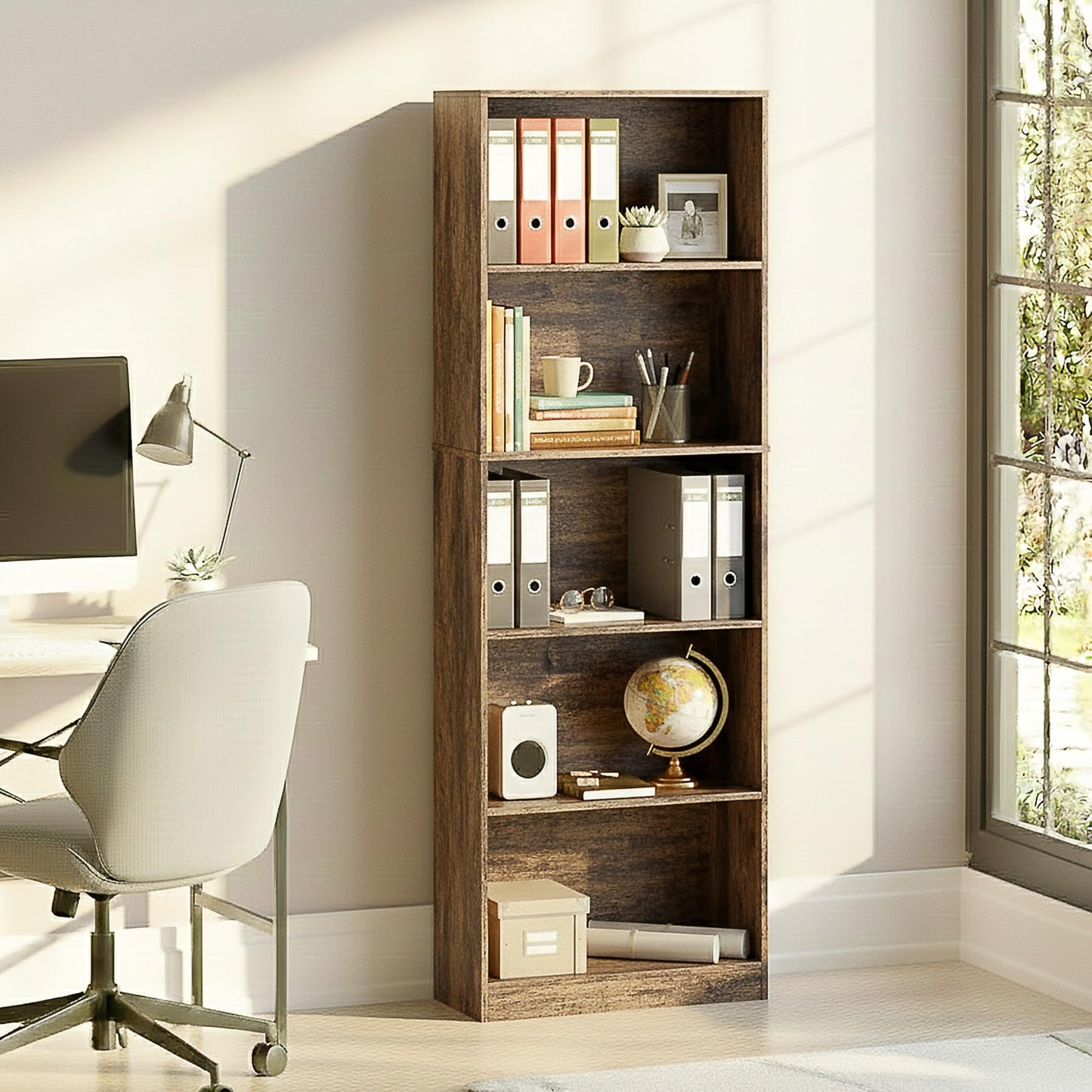 Vida Designs Cambridge 3 Tier Low Bookcase, White Wooden Shelving Display Storage Unit Office Living Room Furniture