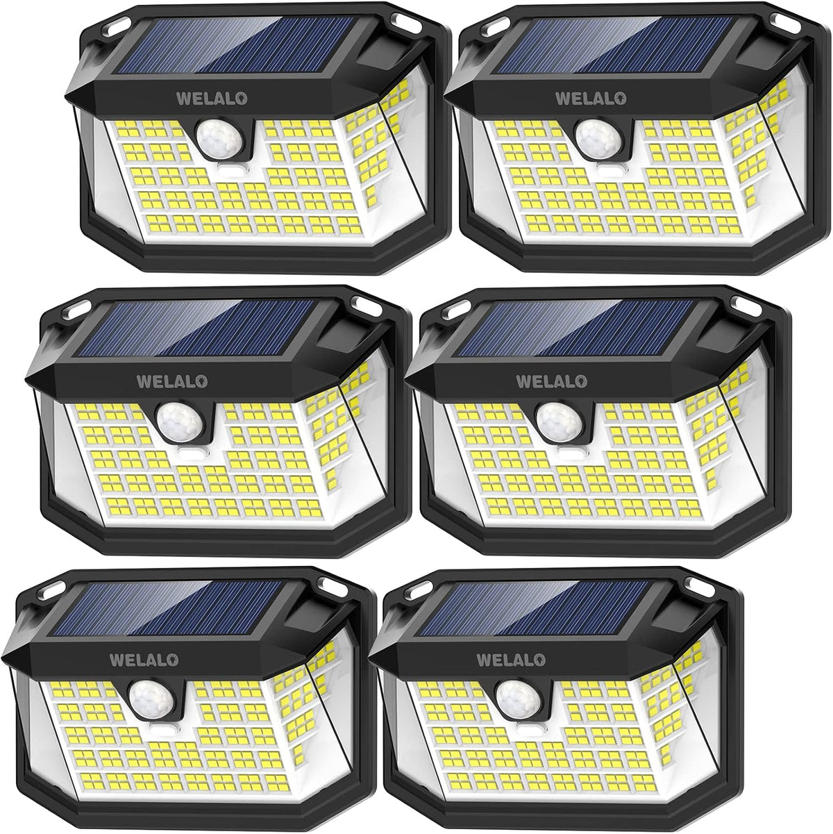 WELALO Solar Security Lights, 188 LED Solar Motion Sensor Lights, IP65 Waterproof Solar Lights Outdoor Garden, 3 Modes PIR Solar Powered Wall Lights for Outside Garden Fence Door Yard (4 Pack)
