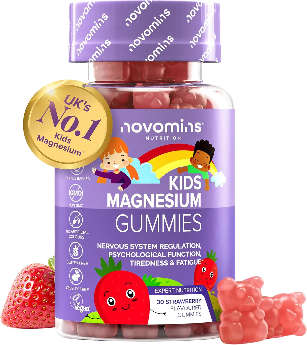 Kids Magnesium Gummies | 546mg Magnesium Citrate I 30 Gummies | Novomins