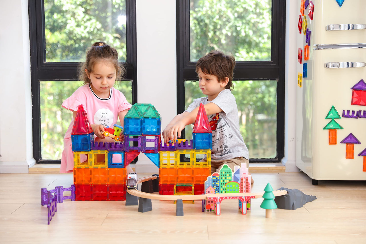MEGAGONTILES 110PCS Premium Magnetic Tiles Set | STEM-Authenticated Magnetic Building Blocks | Educational Construction Toy for Kids Ages 3–8 (Boys & Girls)