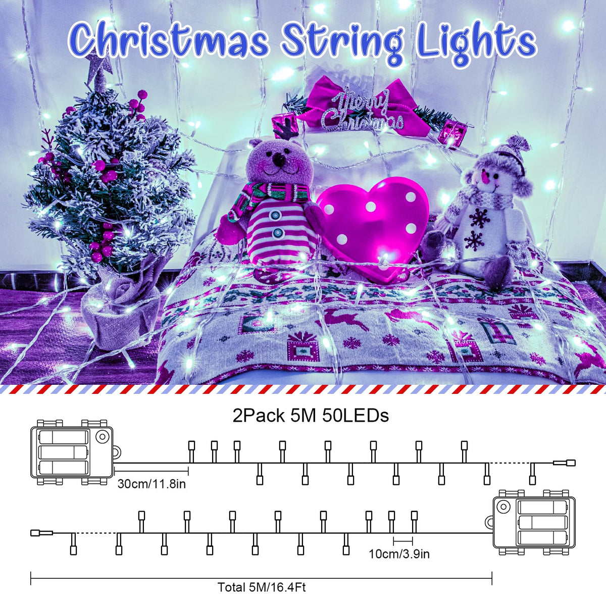 cshare Battery Fairy Lights, 2M 20 LED Fairy Lights Battery Operated with Timer, IP65 Waterproof String Lights for Jar Garden Camping Christmas Indoor Outdoor Decorations, Warm White