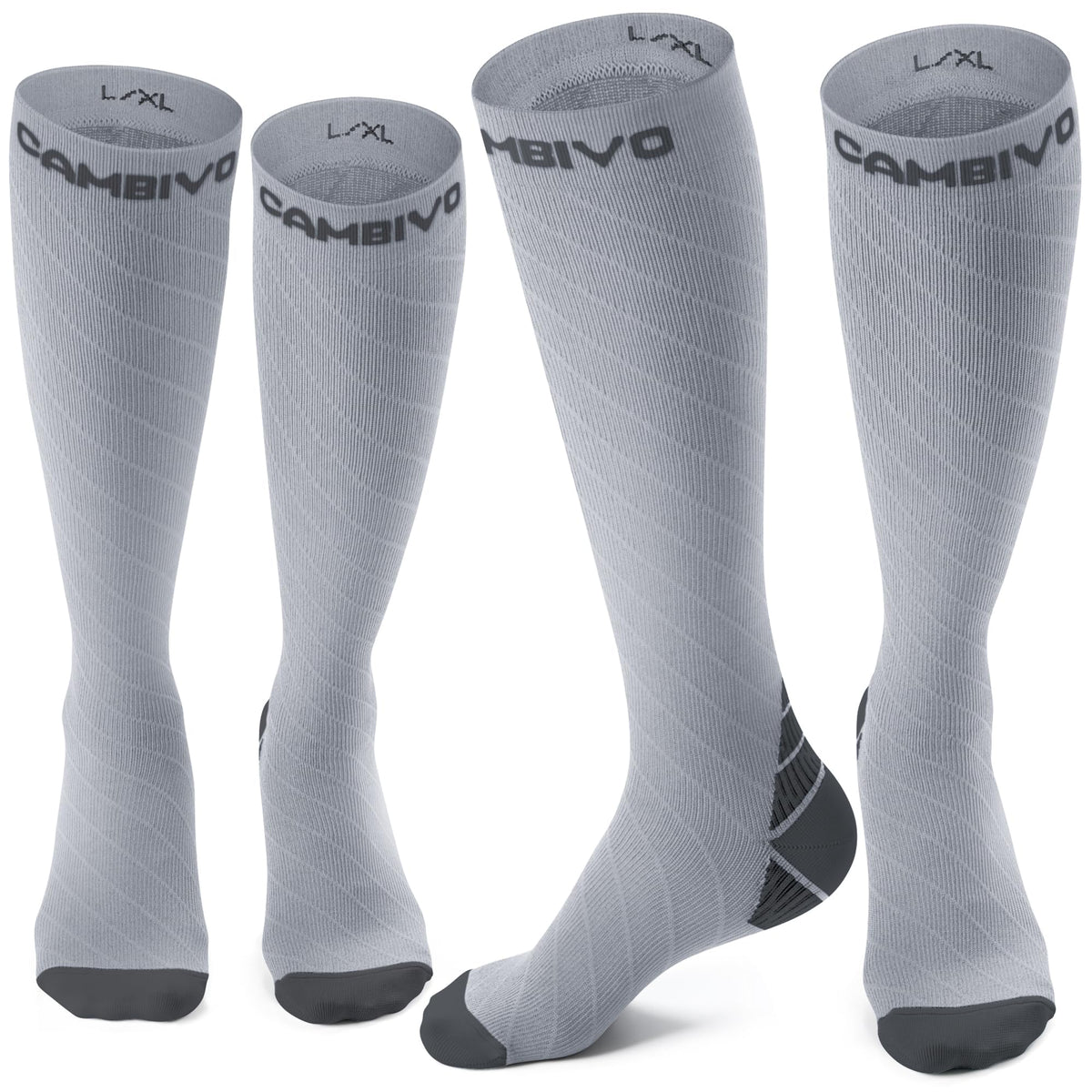 CAMBIVO Compression Socks for Women & Men 2 Pairs, Travel Flight Socks