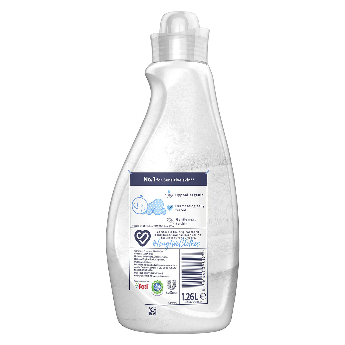 Comfort Pure Sensitive Fabric Conditioner dermatologically tested gentle next to sensitive skin 160 washes (4.8 L)