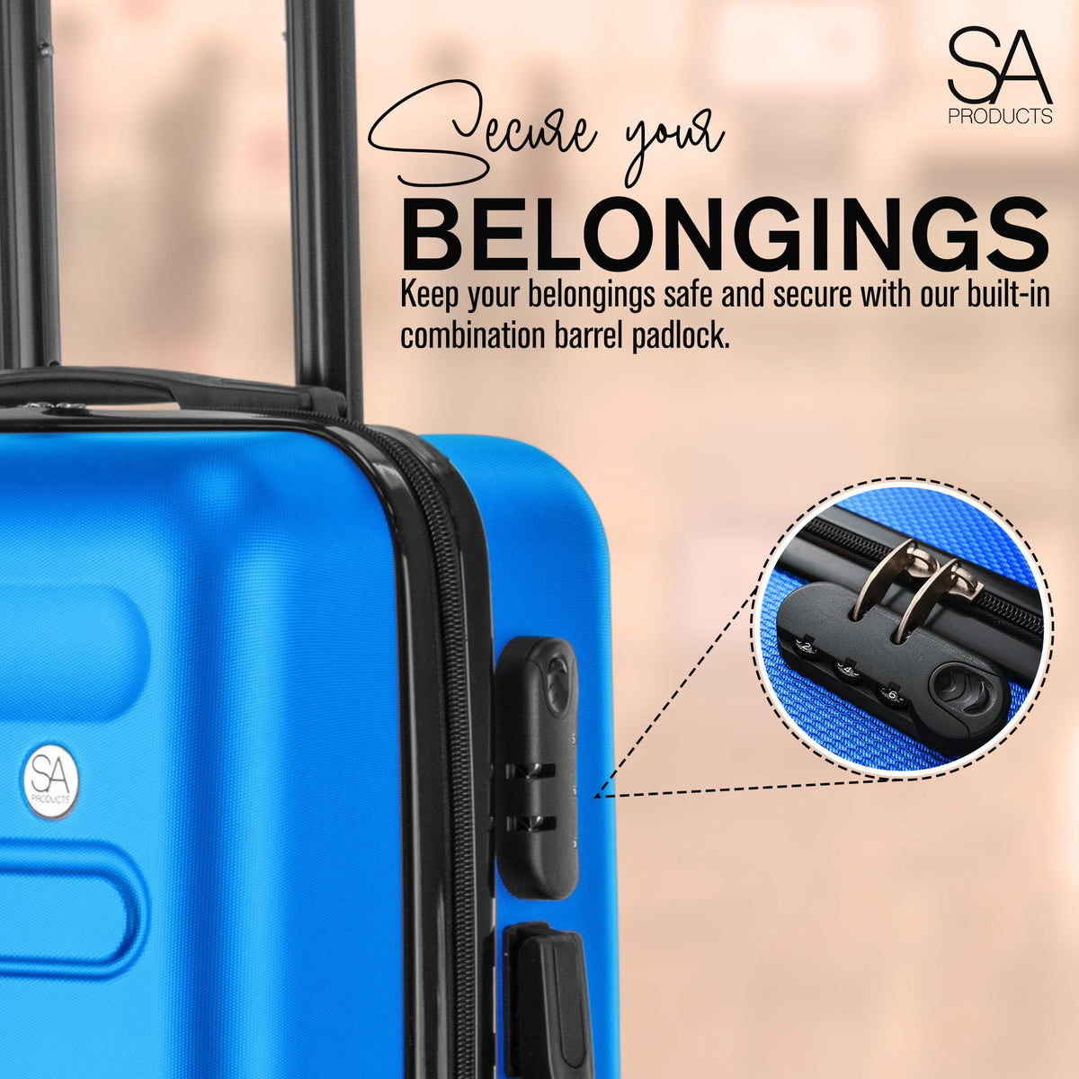 SA Products Cabin Suitcase - 34L Carry On Hard Shell Bag - 55x40x20 - Grey