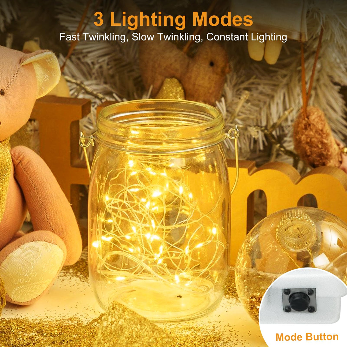 btfarm 12 Pack 3 Modes Fairy Lights Battery Operated, 2M 20LED String Light