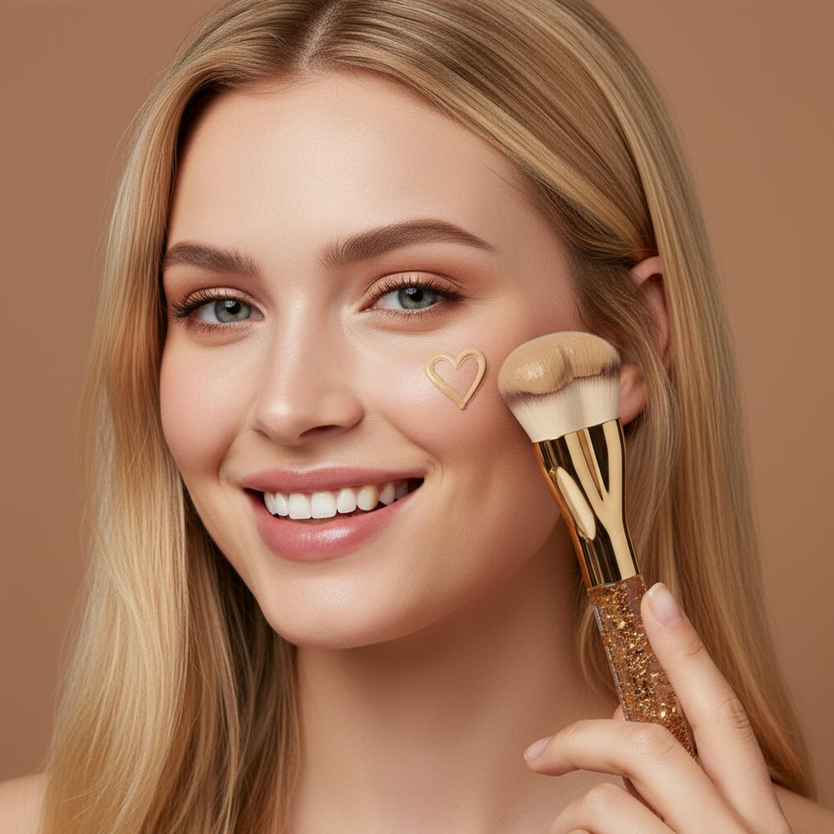 Make Up Brush Foundation Kabuki Flat Top, Perfect For Blending Liquid Cream