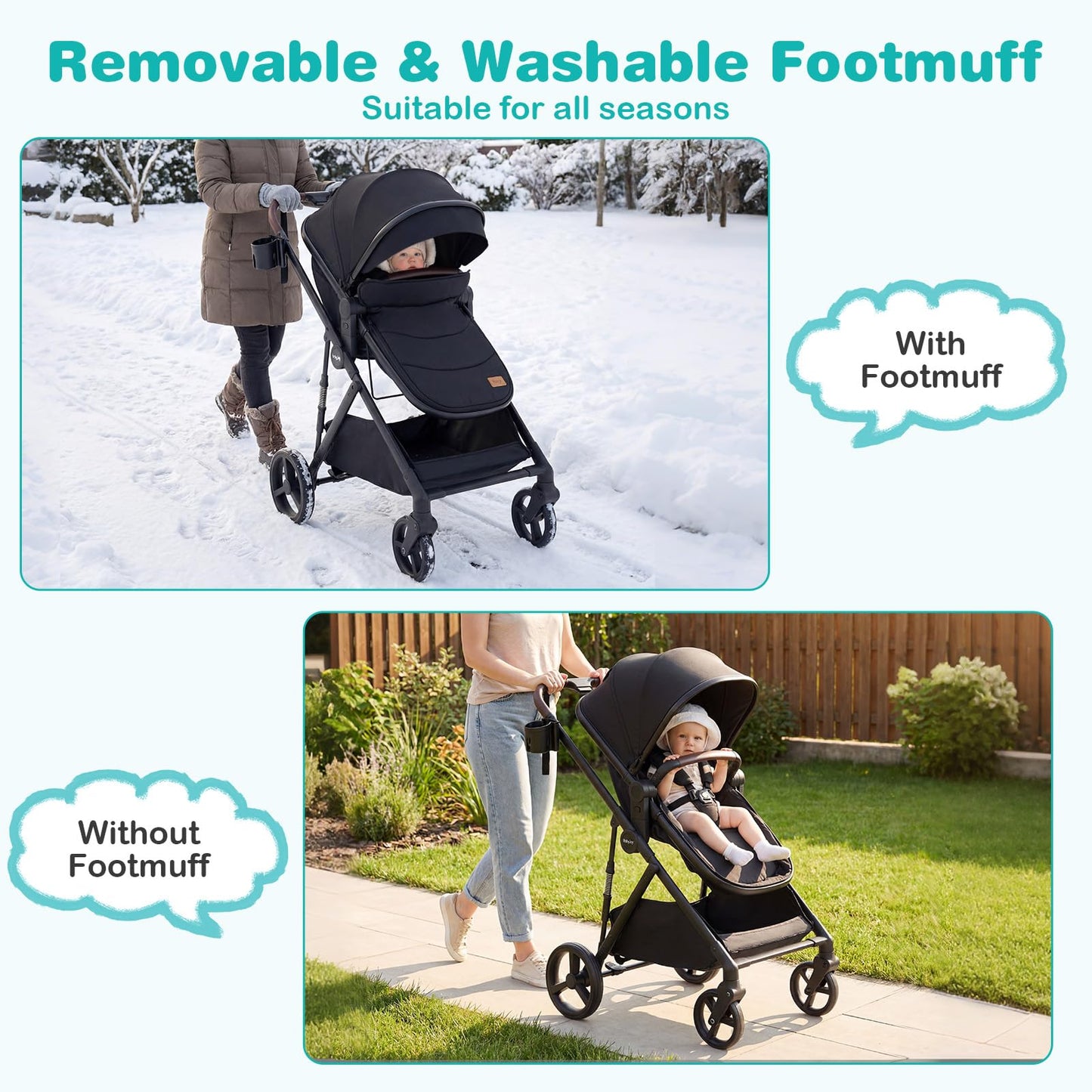 COSTWAY 3 in 1 Baby Stroller, Foldable Travel System Pram with Reversible Seat, Adjustable Canopy & Backrest, Mesh Net, Storage Basket, Lightweight Infant Newborn Pushchair for 0-36 Months (Grey)