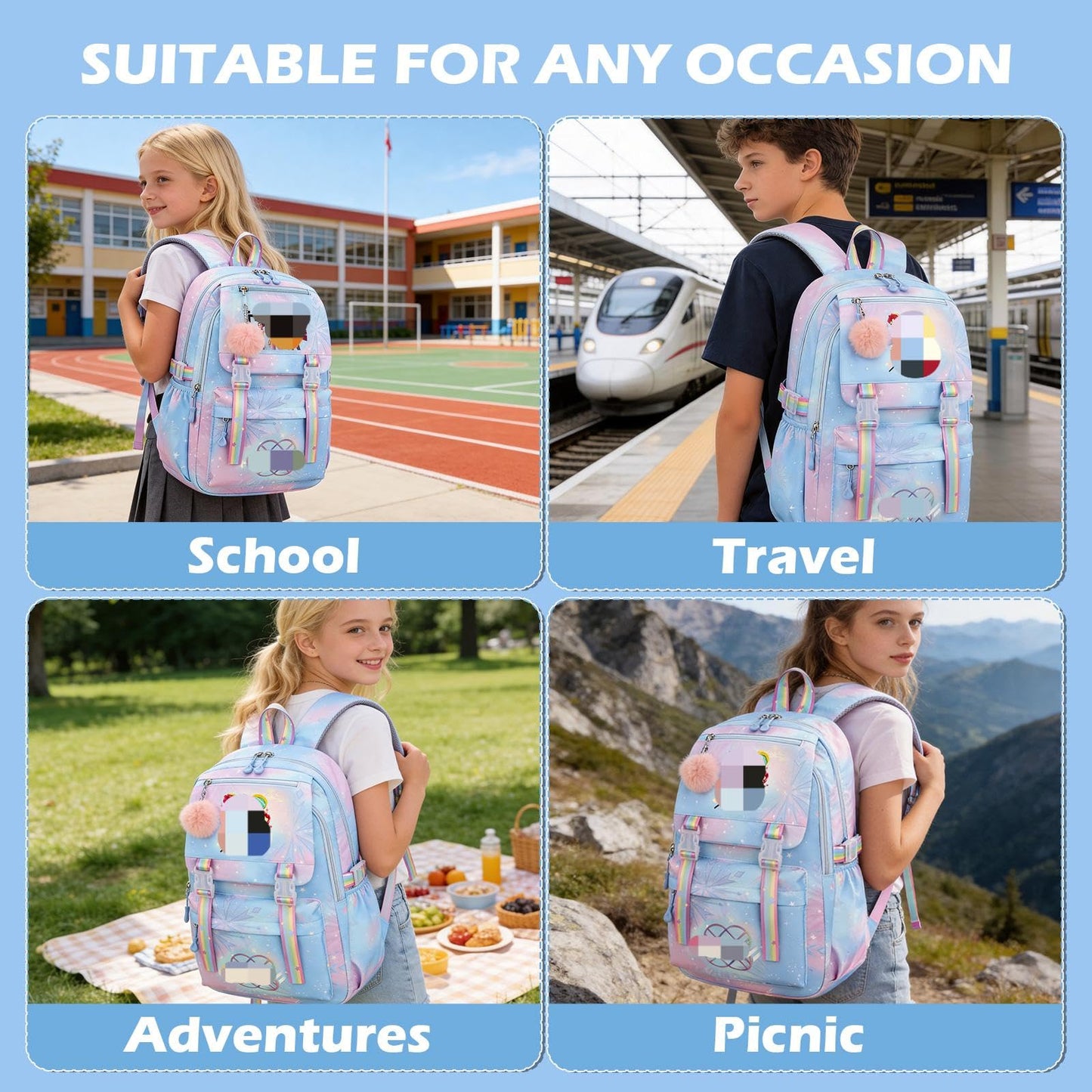 yumcute De-mn Backpack Kids, Teen Game School Bags, Children Primary Schoolbag, Children's School Backpack, 17 Inch Large Capacity Travel Rucksack Waterproof Boys Girls Book Bags for Aged 3-12 Years