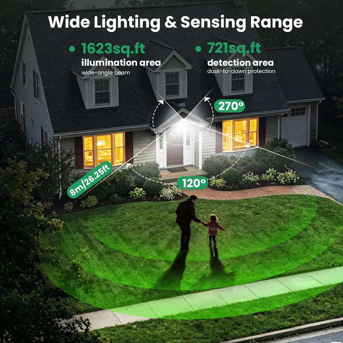 [2000LM Ultra-bright]Solar Lights Outdoor with Split Panel, 204LED Solar Security Lights with PIR Motion Sensor, 270°Wide Angle 3 Modes Solar Powered Garden Lights IP65 Wall Lights for Garden (4 Pack)