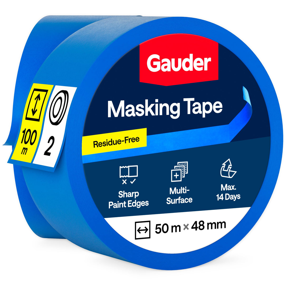 GAUDER Masking Tape for Painting, Blue Painters Tape (1 pc, 24 mm x 50 m)