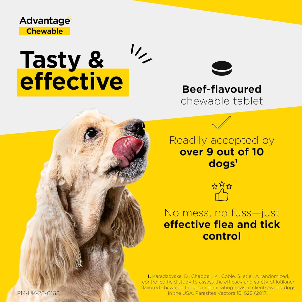 Advantage Chewable 450mg Chewable Tablets for Dogs >11 - 22kg (3 pack), Flea and Tick Treatment, Fast Acting Kills Fleas Within Hours, Prevention Lasts For A Month, Easy To Administer