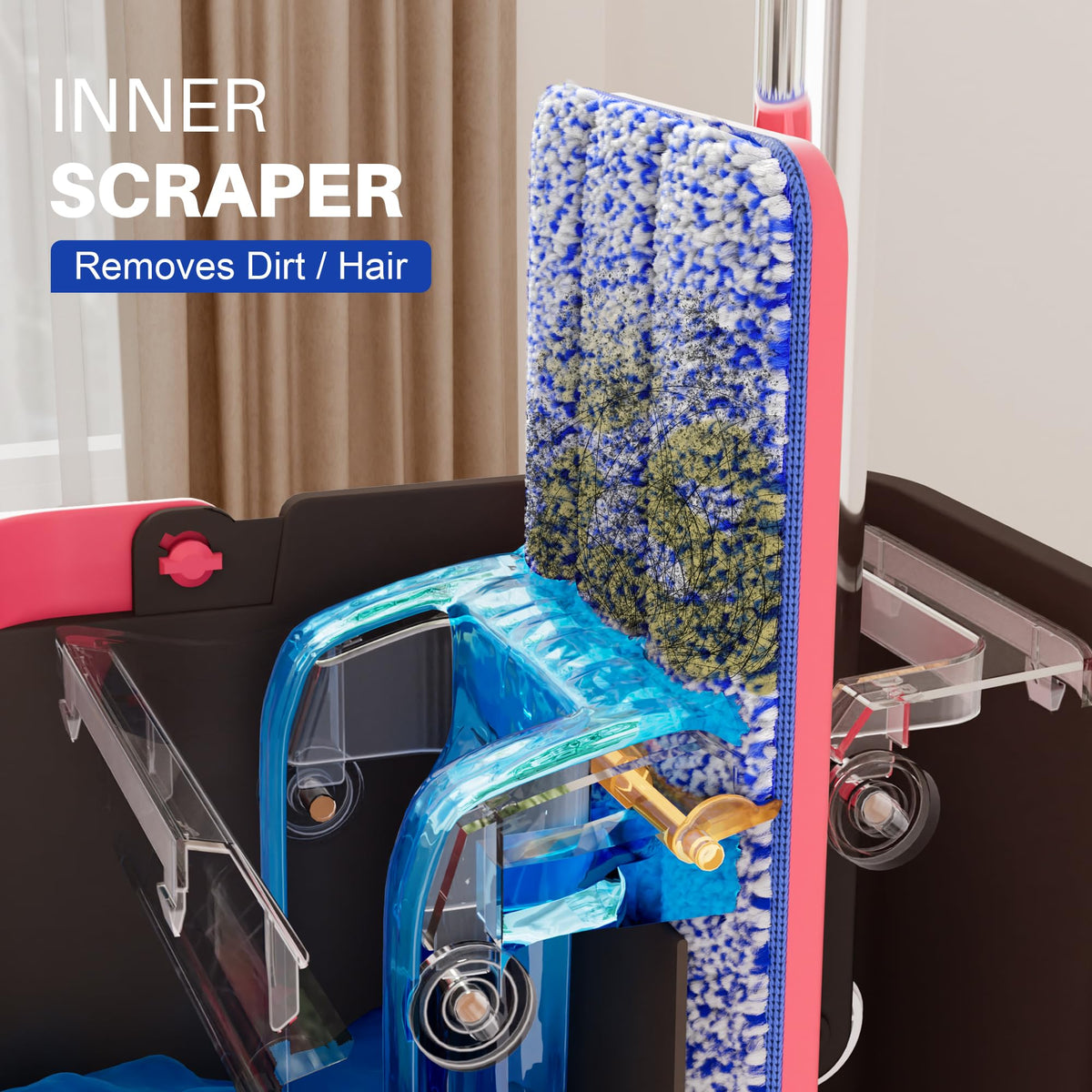 JOYMOOP Mop and Bucket with Wringer Set, Hands Free Flat Floor Mop and Bucket, with 3 Washable Microfiber Pads, Wet and Dry Use, Floor Cleaning System