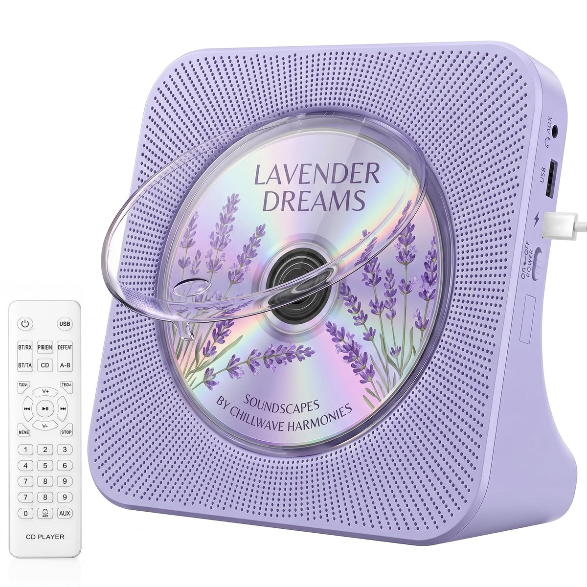 Portable CD Player with Bluetooth, Gueray Desktop CD Players for Home, Bulit-in Double HiFi Speakers, AUX&Headphone Jack, FM Radio Boombox with Remote Control, USB Port,LCD Display (Blue)