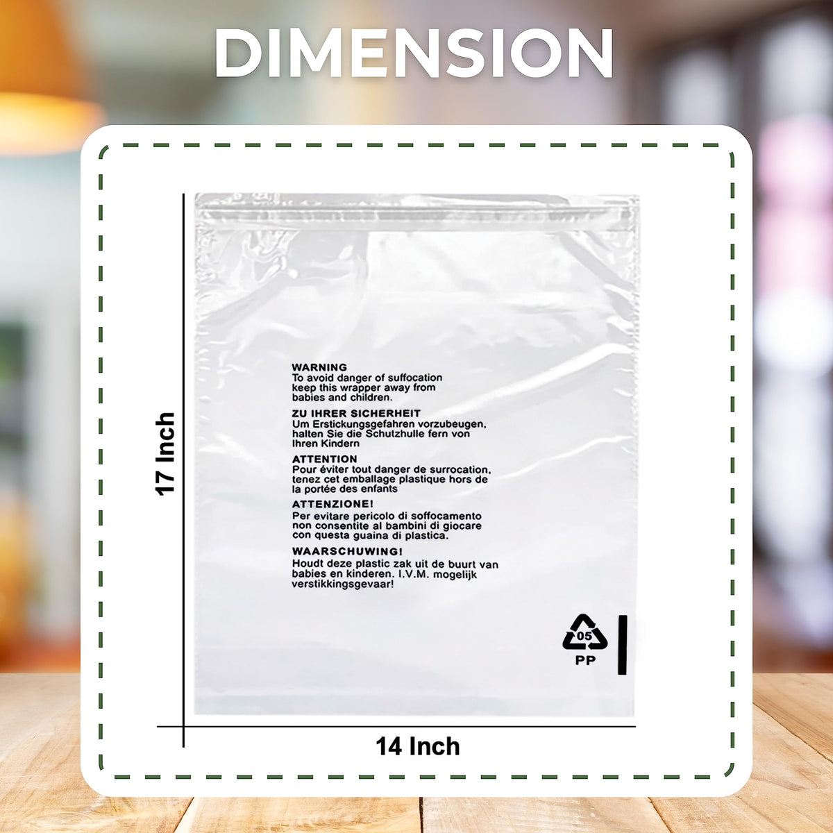 JeeJaan® 100 Pcs of Shirt Packaging Bags 12 x 16 in Clear Garment Bag 305 x 405 mm Polypropylene Bags