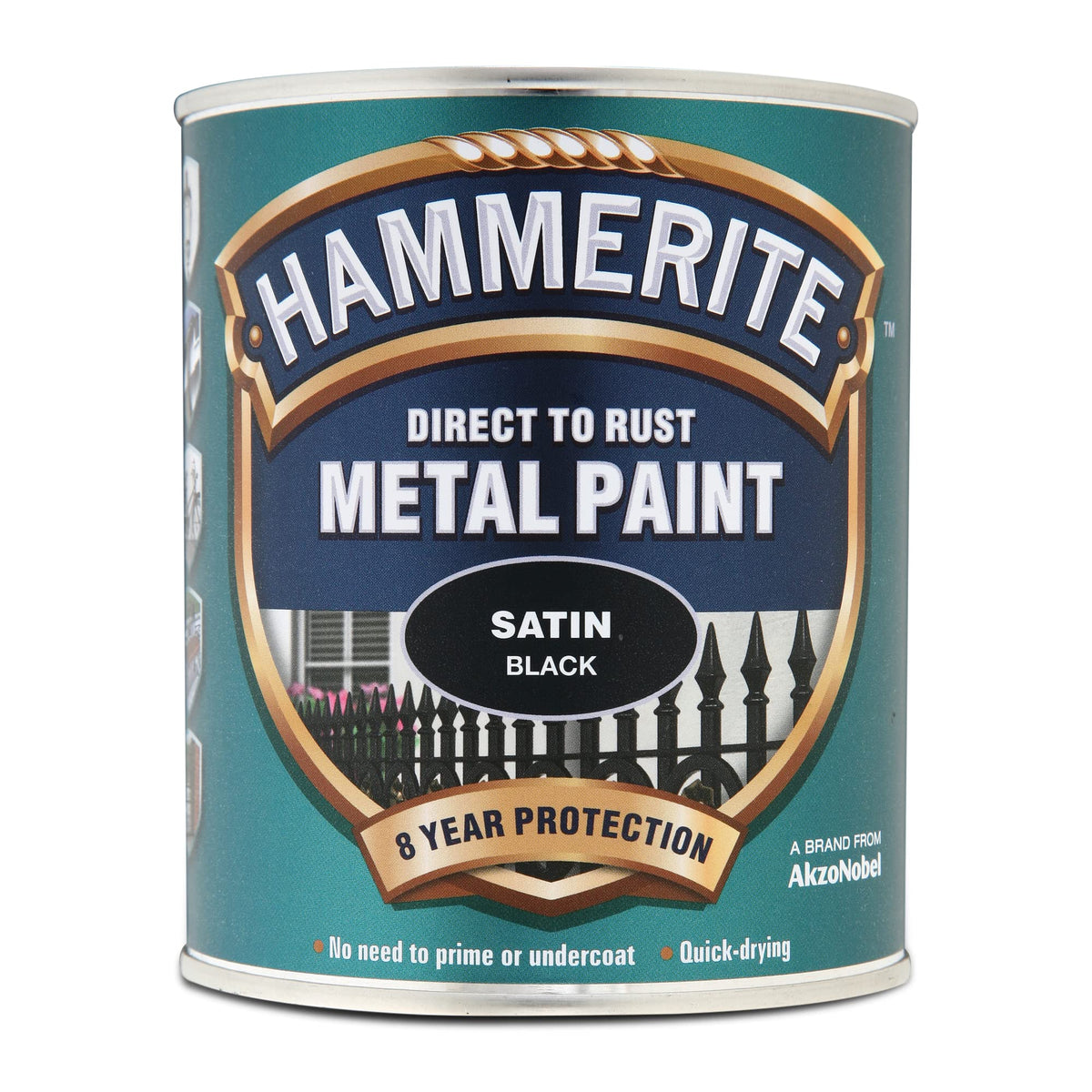 Hammerite Direct to Rust Metal Paint - Smooth Black Finish 250ML, 5084863