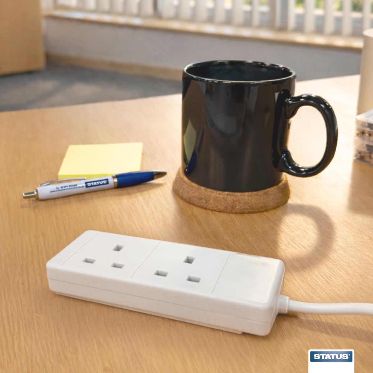 STATUS 6 Socket Extension Lead, 2m Multi-Plug Power Strip for Home, Office or Gaming Set-ups, White (S6W2MS12)