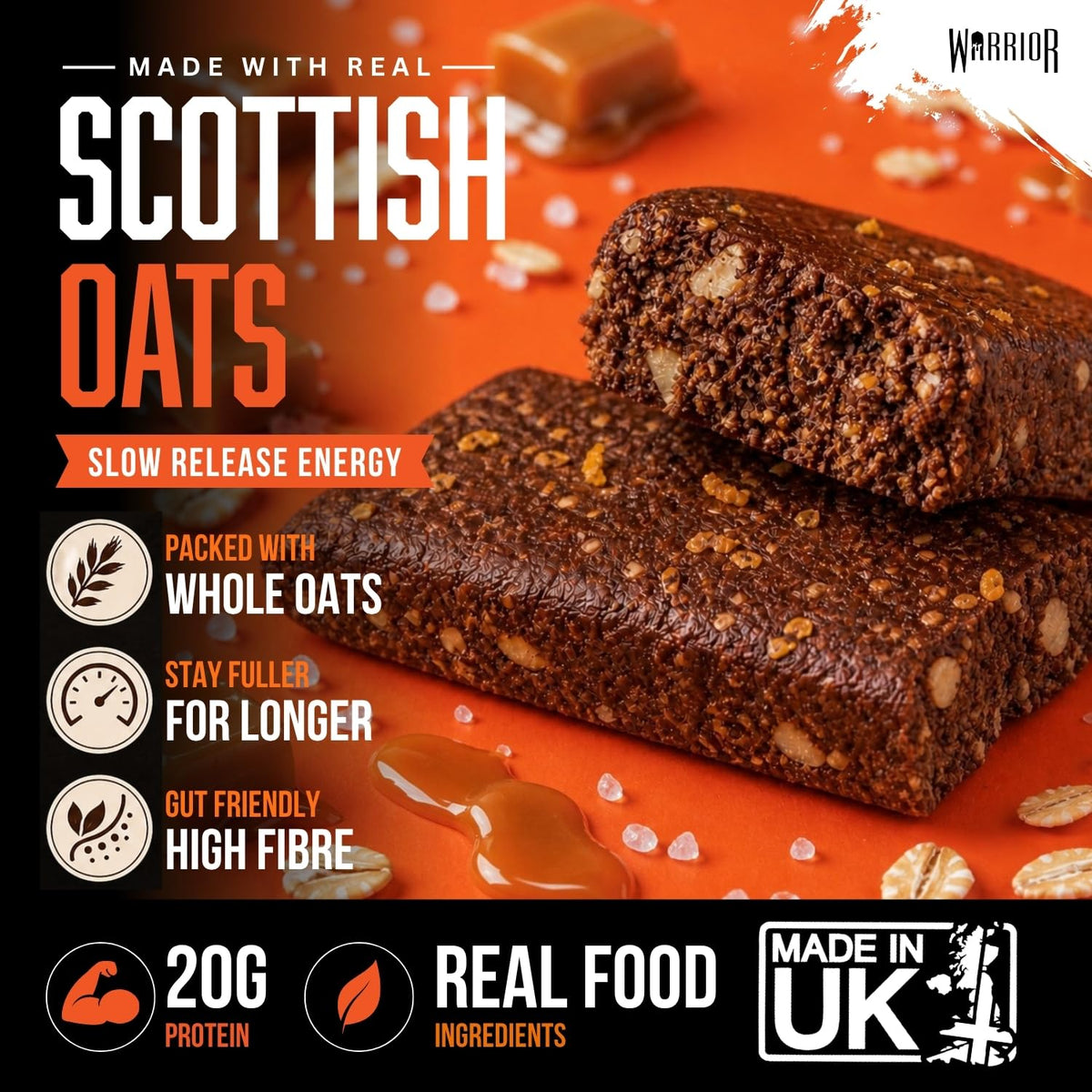 Warrior RAW Protein Bars 12 x 75g High Protein Oat Flapjack Snack