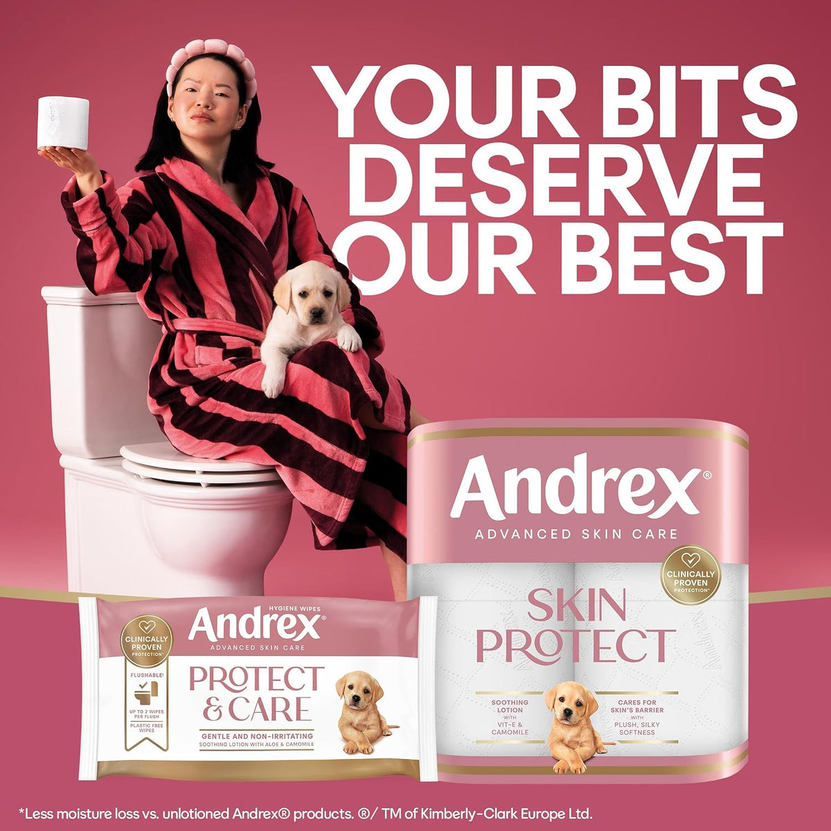 Andrex Skin Protect Toilet Roll - 8 Toilet Rolls, 3-Ply
